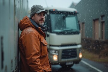 Confident driver in warm clothing