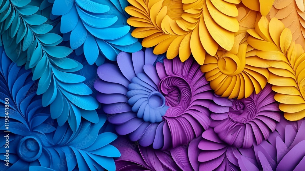 Poster vibrant neon spirals, a dynamic display of swirling colors intertwining in bold patterns, creating a