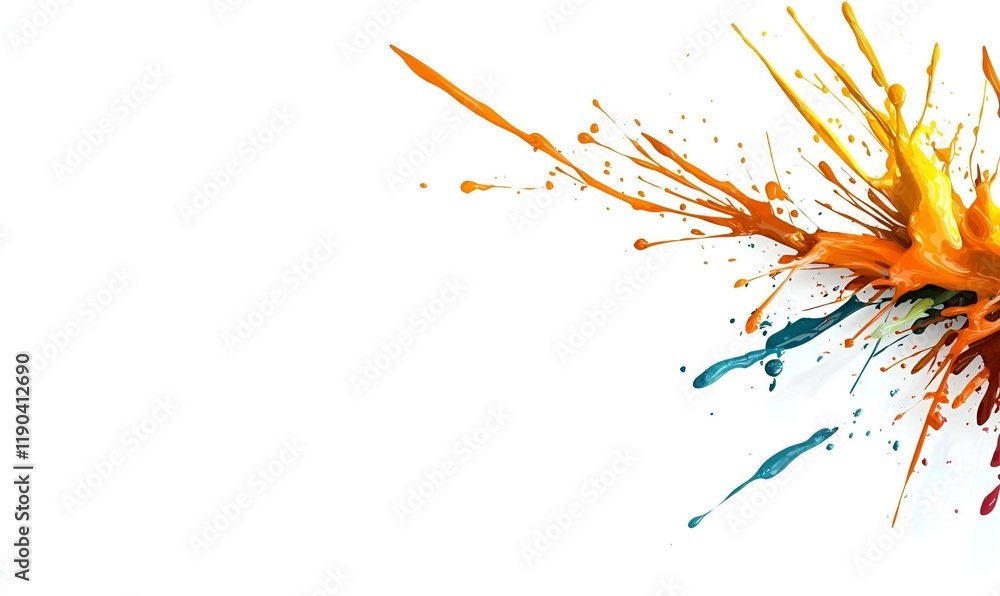 Poster vibrant abstract expression, a striking composition featuring dynamic color splashes and bold shapes