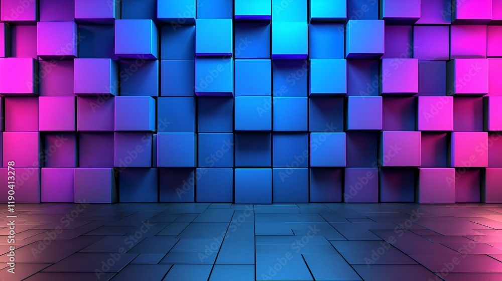 Poster pixelated mosaic, vibrant squares create an abstract backdrop, blending colors and shapes for a mode