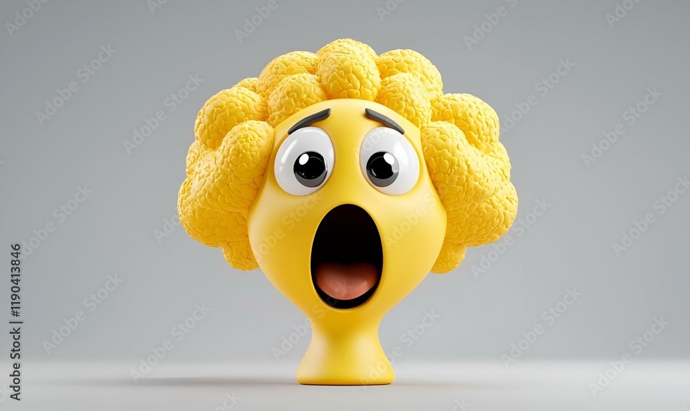 Poster mind blown icon, a vibrant 3d vector design illustrating a person in awe, with exaggerated features 