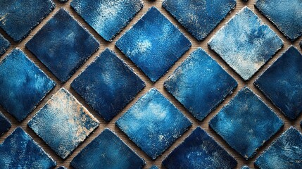 Fototapeta premium An abstract design filled with blue diamond shapes is ideal for fabric textures, adding a touch of sophistication