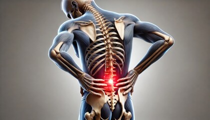 腰の痛みがある人体の骨格