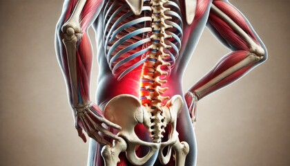 腰の痛みがある人体の骨格