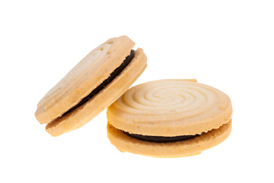 double cookies with chocolate cream isolated