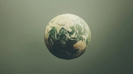 Fototapeta premium A weathered globe depicts the earths continents and oceans