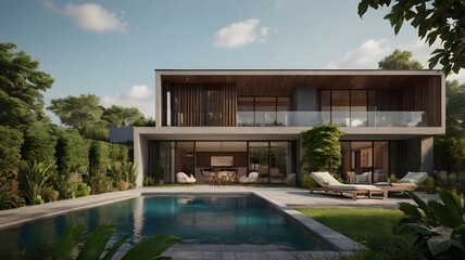 Fototapeta premium Luxury Home with Pool / Exterior Design