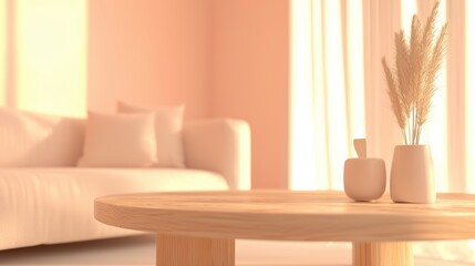 Cozy minimalist living room home interior design bright atmosphere eye-level view relaxation concept