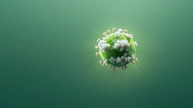 Viral Action Event Microorganism Floating in Green Background Science Content Underwater Environment Close-up View