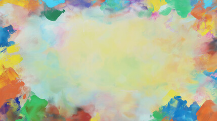 Obraz premium Vibrant pastel abstract brushstroke border design for creative backgrounds and event invitations. Copy space