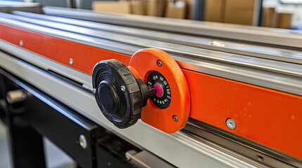 Fototapeta premium Industrial machinery close up showing adjustment knob
