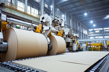 Paper manufacturing process in a modern factory setting