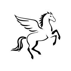 Minimalist Pegasus Logo Design Silhouette Vector Illustration