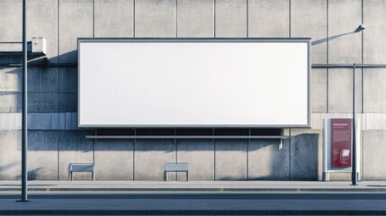 Fototapeta premium Blank billboard on urban building exterior.