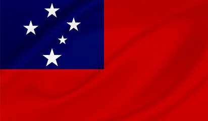 Realistic National Flag of  Samoa