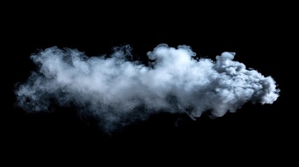 Soft gray smoke drifting in the air against a black background. 