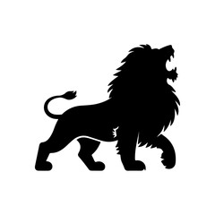 Roaring Lion Silhouette – Majestic Black Vector Illustration