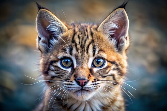 Adorable Pixie Bob Kitten Left Side Copy Space - Wildcat Portrait