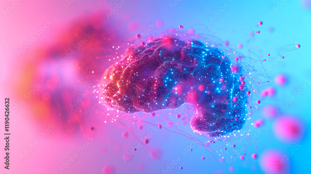 Poster neural connections illuminated in vibrant colors showcase brain activity and cognitive processes in 