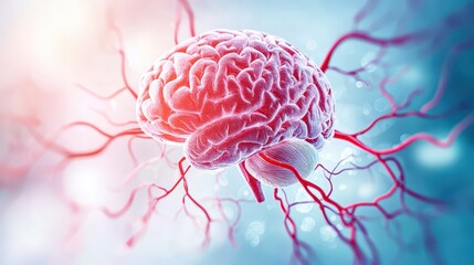 Obraz premium A brain artery diagram showing surgical intervention for stroke.
