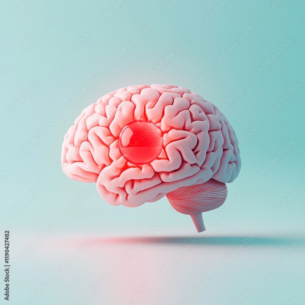 Poster a brain model with a red circle highlighting a stroke-affected area.