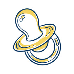 Cartoon baby pacifier illustration, comfort and nurturing symbol