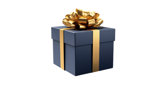 Elegant Blue Gift Box with Gold Ribbon for Holiday or Festive Occasions