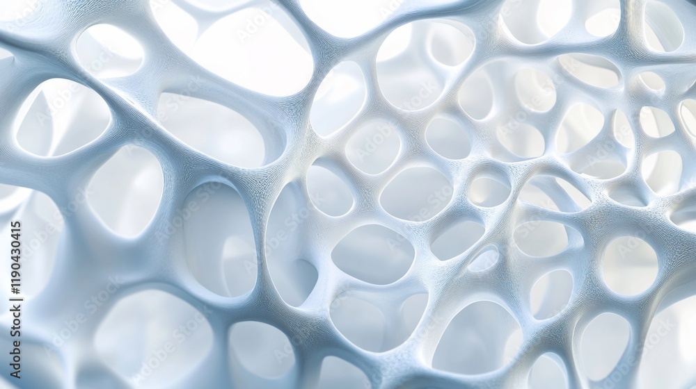 Fototapete abstract 3d rendering of a complex, interconnected, porous, organic structure with smooth, rounded s