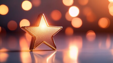 Golden star award on bokeh background.