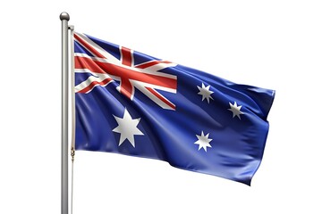 Fototapeta premium Australian flag waving in the wind on white background