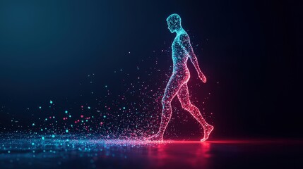 A conceptual glowing human figure symbolizing posture improvement.