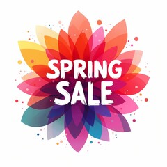 Obraz premium Spring Sale text with vibrant layered petals and confetti