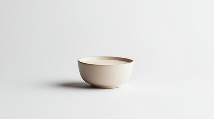 Creamy beige liquid in a small, light beige bowl on a white background.
