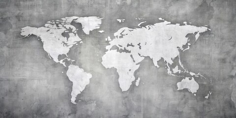 Fototapeta premium Textured World Map on a Concrete Background Global Perspective