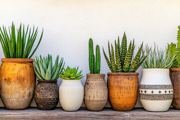 succulent plants arranged symbolically, desert garden setting