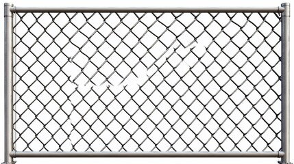 Damaged chain link fence with a large hole.