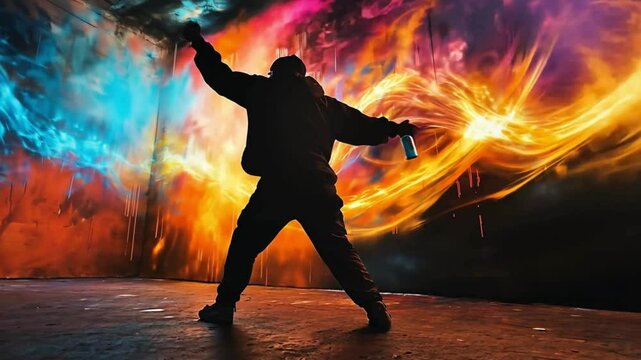 A silhouette of a dancing couple in a nightclub, with the woman dancing energetically to the music, captured in an artistic vector illustration