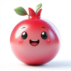 Obraz premium Cheerful Cartoon Pomegranate on White Background