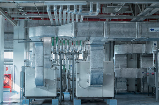 Air condition on industrial plant in factory . Air handing Unit on factory 