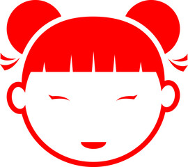 Chinese girl face icon, Chinese New Year festival symbol