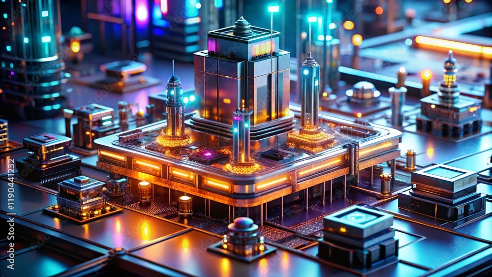 Poster 3d render: ai activity hub - futuristic digital workspace with deep focus