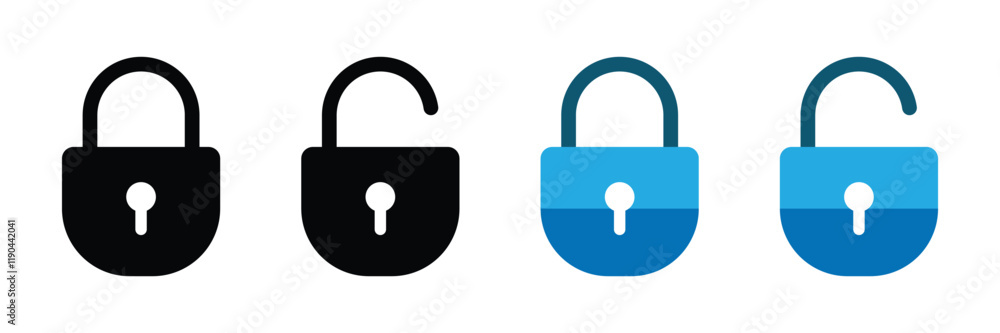 Poster lock icon set. locked and unlocked icons for app, ui, ux and website. vector illustration and transp