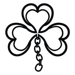 shamrock, chain, silhouette, icon, vector, clover, lucky, Irish, holiday, festival, decoration, StPatrick, design, flat, isolated, charm, Celtic, pattern, tradition, graphic, symbol, emblem, minimalis