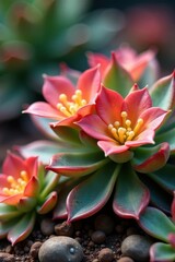 Fototapeta premium Close-up of flowering succulent, desert botanicals, visual, bloom