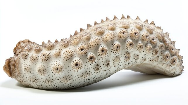 Close-up of a dried sea cucumber isolated on white background. - Powered by Adobe
