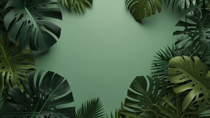 Naklejka premium fern leaf with frame for advertisement