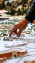 Fototapeta premium Hand Reviewing Architectural Model Landscape Design