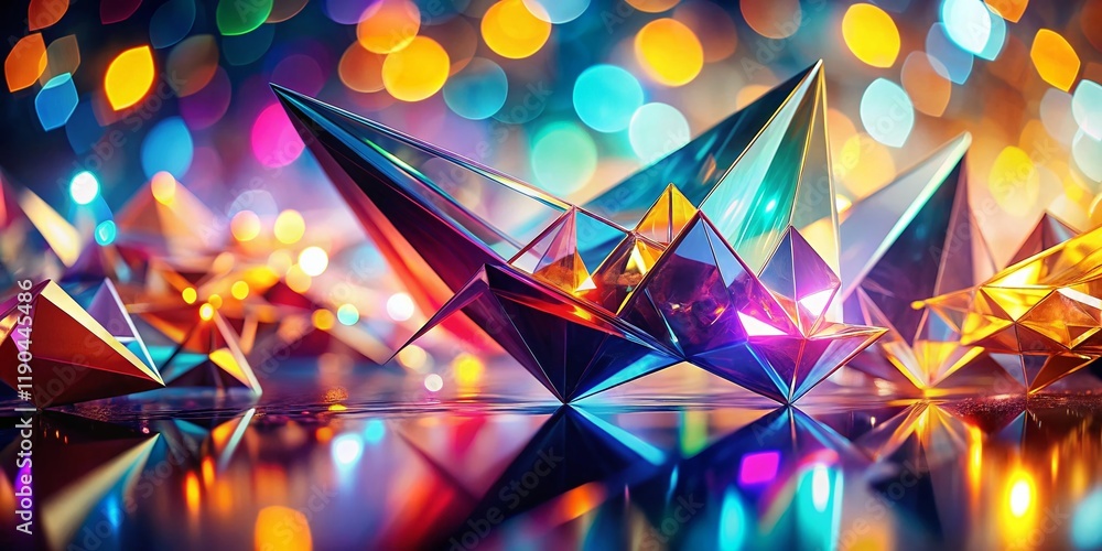 Poster Abstract Angular Shapes with Bokeh Background: Modern Geometric Design Stock Photo