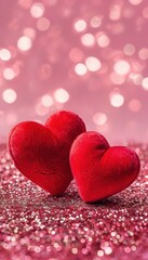 Obraz premium two red hearts ,symbolizing love and emotion.valentine's day or medical heart health care theme banner concept