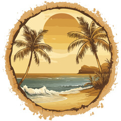 Obraz premium beach with coconut trees _ vector eps 10